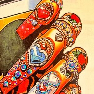 Nails Graphic Tee with rhinestones & Coffee Cup Design